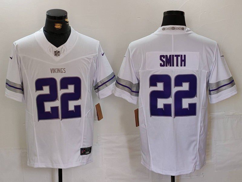 Men Minnesota Vikings #22 Smith White Retro three generations 2024 Nike Limited NFL Jersey style 1